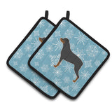 Caroline'S Treasures Winter Snowflake Rottweiler Pair Of Pot Holders Bb3566Pthd, 7.5Hx7.5W, Multicolor