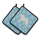 Caroline'S Treasures Winter Snowflake Dogo Argentino Pair Of Pot Holders Bb3567Pthd, 7.5Hx7.5W, Multicolor