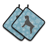 Caroline'S Treasures Winter Snowflake Giant Schnauzer Pair Of Pot Holders Bb3573Pthd, 7.5Hx7.5W, Multicolor