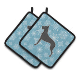 Caroline'S Treasures Winter Snowflake Great Dane Pair Of Pot Holders Bb3575Pthd, 7.5Hx7.5W, Multicolor