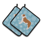 Caroline'S Treasures Winter Snowflake Saint Bernard Pair Of Pot Holders Bb3576Pthd, 7.5Hx7.5W, Multicolor