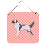 Caroline'S Treasures English Setter Checkerboard Pink Wall Or Door Hanging Prints Bb3581Ds66, 6 X 6, Multicolor