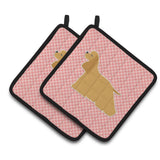 Caroline'S Treasures Cocker Spaniel Checkerboard Pink Pair Of Pot Holders Bb3586Pthd, 7.5Hx7.5W, Multicolor