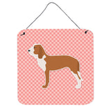 Caroline'S Treasures Spanish Hound Checkerboard Pink Wall Or Door Hanging Prints Bb3591Ds66, 6 X 6, Multicolor