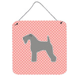 Caroline'S Treasures Kerry Blue Terrier Checkerboard Pink Wall Or Door Hanging Prints Bb3592Ds66, 6 X 6, Multicolor