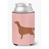 Caroline'S Treasures Irish Setter Checkerboard Pink Can Or Bottle Hugger Bb3593Cc, Can Hugger, Multicolor