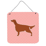 Caroline'S Treasures Irish Setter Checkerboard Pink Wall Or Door Hanging Prints Bb3593Ds66, 6 X 6, Multicolor