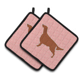 Caroline'S Treasures Irish Setter Checkerboard Pink Pair Of Pot Holders Bb3593Pthd, 7.5Hx7.5W, Multicolor