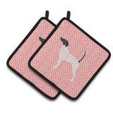 Caroline'S Treasures English Pointer Checkerboard Pink Pair Of Pot Holders Bb3595Pthd, 7.5Hx7.5W, Multicolor