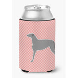 Caroline'S Treasures Scottish Deerhound Checkerboard Pink Can Or Bottle Hugger Bb3596Cc, Can Hugger, Multicolor