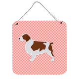 Caroline'S Treasures Welsh Springer Spaniel Checkerboard Pink Wall Or Door Hanging Prints Bb3600Ds66, 6 X 6, Multicolo