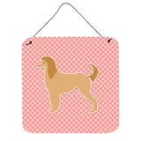 Caroline'S Treasures Afghan Hound Checkerboard Pink Wall Or Door Hanging Prints Bb3606Ds66, 6 X 6, Multicolor