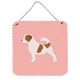 Caroline'S Treasures Jack Russell Terrier Checkerboard Pink Wall Or Door Hanging Prints Bb3607Ds66, 6 X 6, Multicolor,