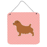 Caroline'S Treasures Norfolk Terrier Checkerboard Pink Wall Or Door Hanging Prints Bb3609Ds66, 6 X 6, Multicolor