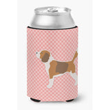 Caroline'S Treasures Beagle Checkerboard Pink Can Or Bottle Hugger Bb3610Cc, Can Hugger, Multicolor