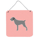 Caroline'S Treasures German Wirehaired Pointer Checkerboard Pink Wall Or Door Hanging Prints Bb3611Ds66, 6 X 6, Multic