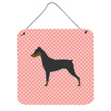 Caroline'S Treasures German Pinscher Checkerboard Pink Wall Or Door Hanging Prints Bb3613Ds66, 6 X 6, Multicolor