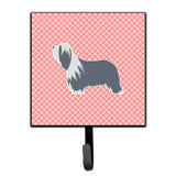 Caroline'S Treasures Bearded Collie Checkerboard Pink Leash Or Key Holder Bb3617Sh4, Small, Multicolor