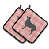 Caroline'S Treasures Croatian Sheepdog Checkerboard Pink Pair Of Pot Holders Bb3621Pthd, 7.5Hx7.5W, Multicolor