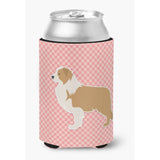 Caroline'S Treasures Red Border Collie Checkerboard Pink Can Or Bottle Hugger Bb3622Cc, Can Hugger, Multicolor