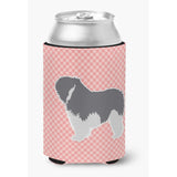Caroline'S Treasures Bb3632Cc Polish Lowland Sheepdog Dog Checkerboard Pink Can Or Bottle Hugger, Multicolor