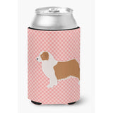 Caroline'S Treasures Australian Shepherd Dog Checkerboard Pink Can Or Bottle Hugger Bb3633Cc, Can Hugger, Multicolor