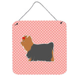 Caroline'S Treasures Yorkshire Terrier Yorkie Checkerboard Pink Wall Or Door Hanging Prints Bb3634Ds66, 6 X 6, Multico
