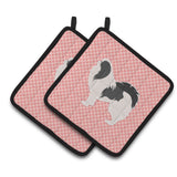 Caroline'S Treasures Japanese Chin Checkerboard Pink Pair Of Pot Holders Bb3637Pthd, 7.5Hx7.5W, Multicolor