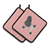 Caroline'S Treasures Poodle Checkerboard Pink Pair Of Pot Holders Bb3639Pthd, 7.5Hx7.5W, Multicolor