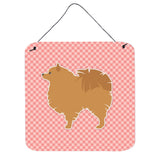Caroline'S Treasures Pomeranian Checkerboard Pink Wall Or Door Hanging Prints Bb3642Ds66, 6 X 6, Multicolor
