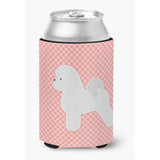 Caroline'S Treasures Bichon Frise Checkerboard Pink Can Or Bottle Hugger Bb3645Cc, Can Hugger, Multicolor