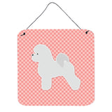 Caroline'S Treasures Bichon Frise Checkerboard Pink Wall Or Door Hanging Prints Bb3645Ds66, 6 X 6, Multicolor