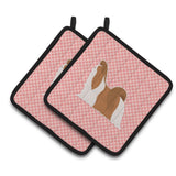 Caroline'S Treasures Shih Tzu Checkerboard Pink Pair Of Pot Holders Bb3646Pthd, 7.5Hx7.5W, Multicolor