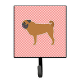 Caroline'S Treasures Pug Checkerboard Pink Leash Or Key Holder Bb3647Sh4, Small, Multicolor