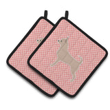 Caroline'S Treasures Chihuahua Checkerboard Pink Pair Of Pot Holders Bb3650Pthd, 7.5Hx7.5W, Multicolor