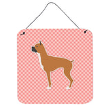 Caroline'S Treasures Boxer Checkerboard Pink Wall Or Door Hanging Prints Bb3653Ds66, 6 X 6, Multicolor