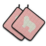 Caroline'S Treasures Komondor Checkerboard Pink Pair Of Pot Holders Bb3655Pthd, 7.5Hx7.5W, Multicolor
