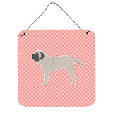 Caroline'S Treasures English Mastiff Checkerboard Pink Wall Or Door Hanging Prints Bb3656Ds66, 6 X 6, Multicolor