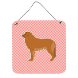 Caroline'S Treasures Leonberger Checkerboard Pink Wall Or Door Hanging Prints Bb3658Ds66, 6 X 6, Multicolor