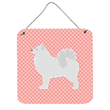 Caroline'S Treasures Samoyed Checkerboard Pink Wall Or Door Hanging Prints Bb3659Ds66, 6 X 6, Multicolor