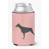 Caroline'S Treasures Doberman Pinscher Checkerboard Pink Can Or Bottle Hugger Bb3660Cc, Can Hugger, Multicolor