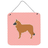 Caroline'S Treasures Belgian Shepherd Checkerboard Pink Wall Or Door Hanging Prints Bb3661Ds66, 6 X 6, Multicolor