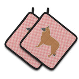 Caroline'S Treasures Belgian Shepherd Checkerboard Pink Pair Of Pot Holders Bb3661Pthd, 7.5Hx7.5W, Multicolor