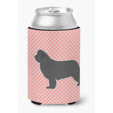 Caroline'S Treasures Newfoundland Checkerboard Pink Can Or Bottle Hugger Bb3664Cc, Can Hugger, Multicolor