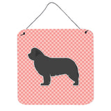 Caroline'S Treasures Newfoundland Checkerboard Pink Wall Or Door Hanging Prints Bb3664Ds66, 6 X 6, Multicolor