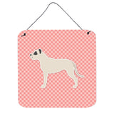 Caroline'S Treasures Dogo Argentino Checkerboard Pink Wall Or Door Hanging Prints Bb3667Ds66, 6 X 6, Multicolor