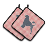 Caroline'S Treasures Portuguese Water Dog Checkerboard Pink Pair Of Pot Holders Bb3668Pthd, 7.5Hx7.5W, Multicolor