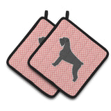 Caroline'S Treasures Giant Schnauzer Checkerboard Pink Pair Of Pot Holders Bb3673Pthd, 7.5Hx7.5W, Multicolor