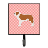 Caroline'S Treasures Saint Bernard Checkerboard Pink Leash Or Key Holder Bb3676Sh4, Small, Multicolor