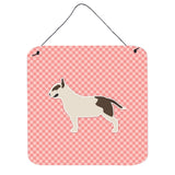 Caroline'S Treasures Bull Terrier Checkerboard Pink Wall Or Door Hanging Prints Bb3678Ds66, 6 X 6, Multicolor